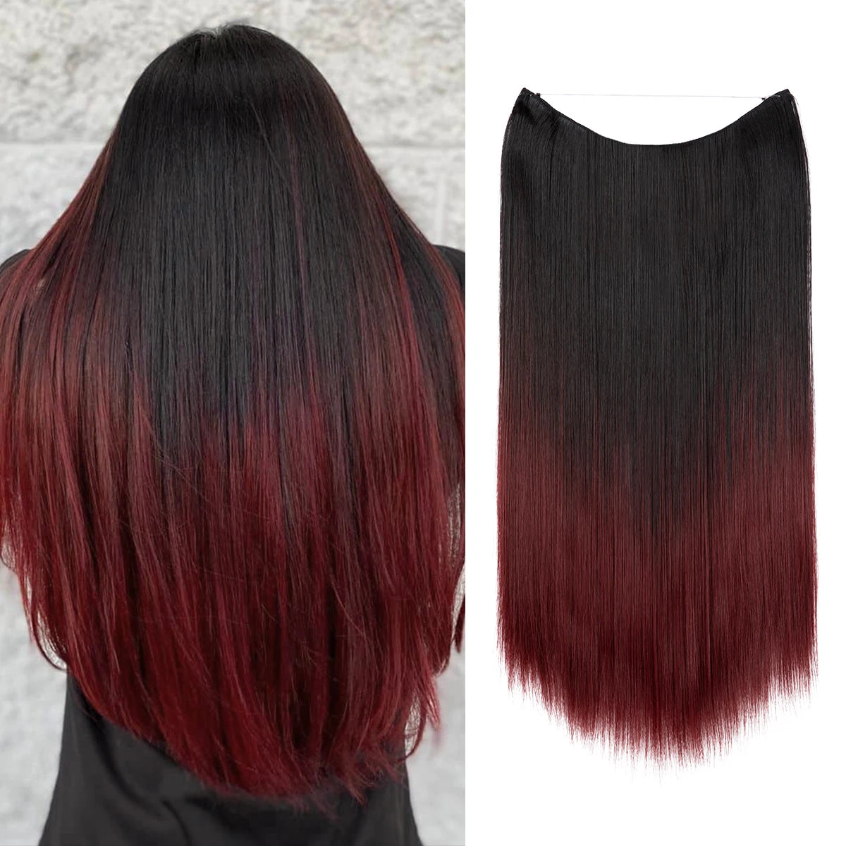 SARLA Halo Invisible Wire Synthetic Hair Extension-No Clip image 35