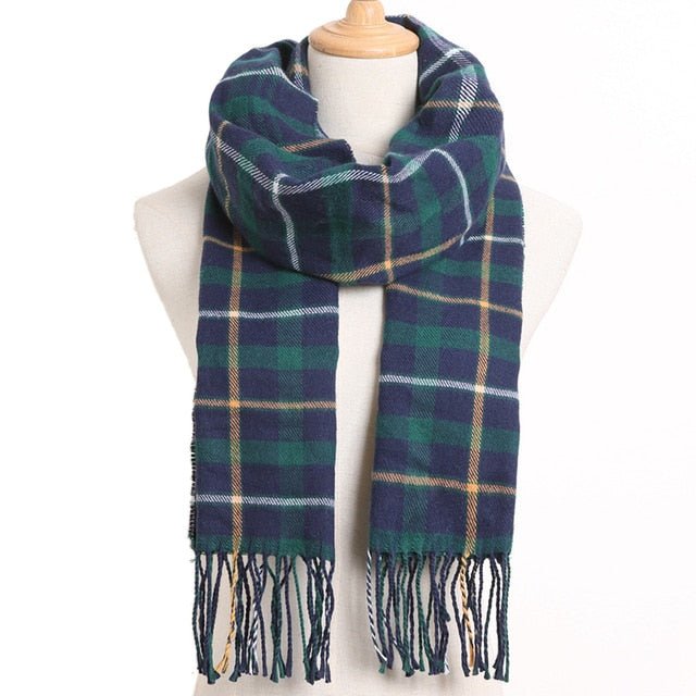 VIANOSI Plaid Winter Scarf for Women | Warm Foulard Solid Scarves | Casual Cashmere Scarfs - 24, 190CM X 35CM image