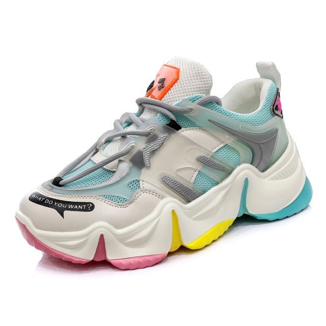 Women Vulcanize Breathable Rainbow Color Fashion Casual Sneakers image