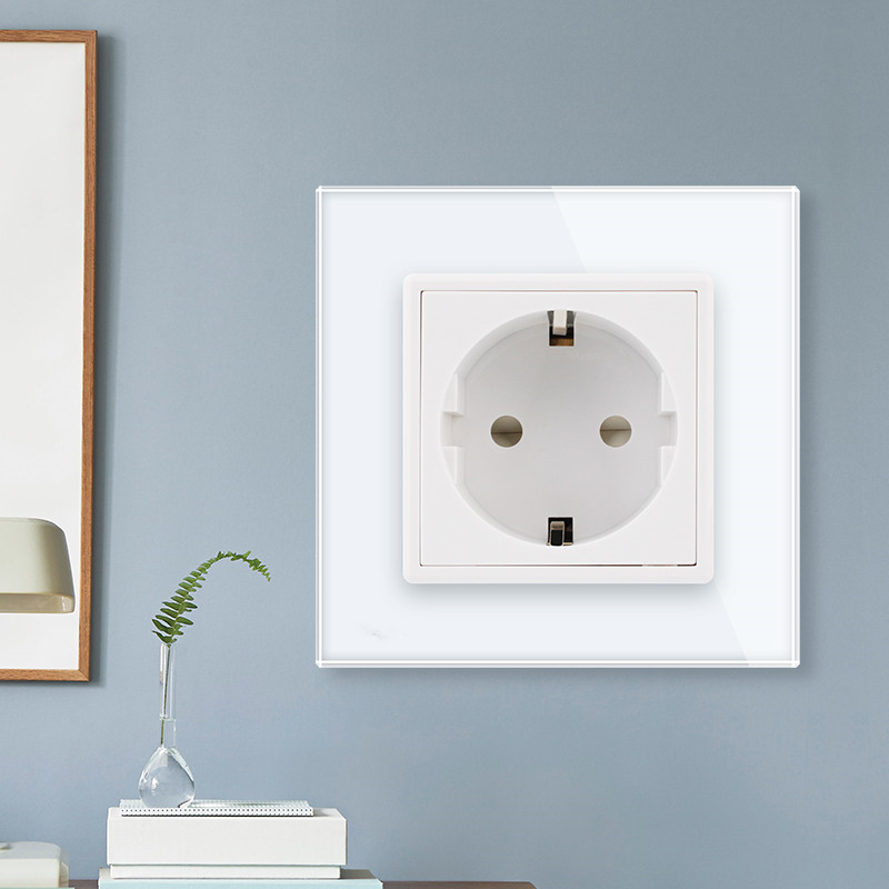 Livolo EU Standard Power Socket, White Crystal Glass Panel, AC 110~250V 16A Wall Power Socket image 5