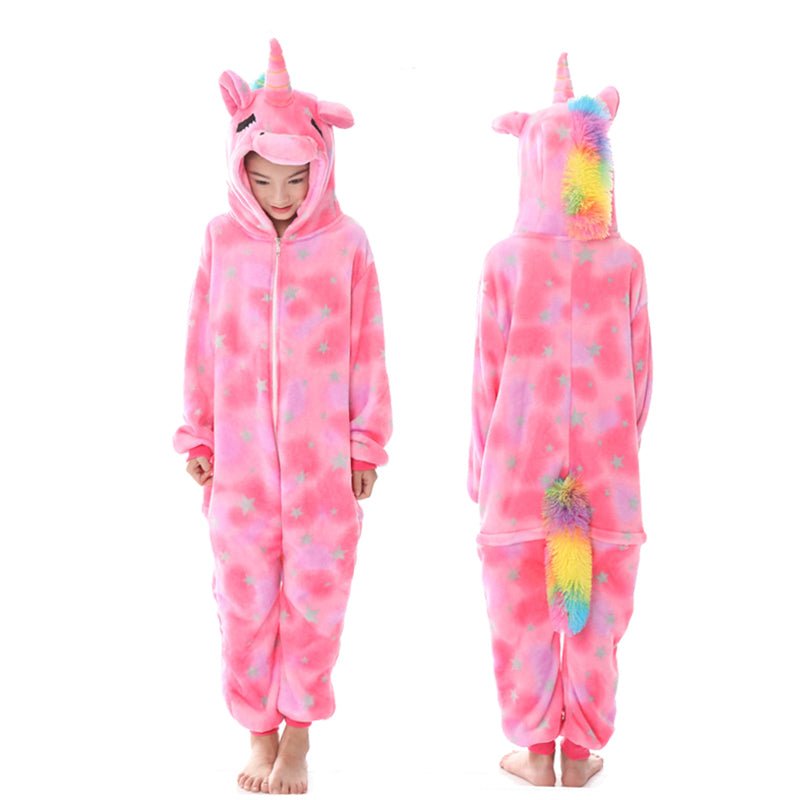 Winter Unicorn Onesies Pajamas | Kids Flannel Warm Jumpsuit SleepWear image 7
