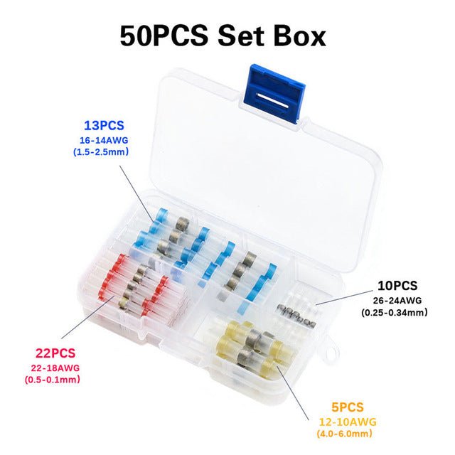 250/100Pcs Solder Seal Wire Connectors - Heat Shrink Solder Butt Connectors - Solder Connector Kit - 50Pcs image