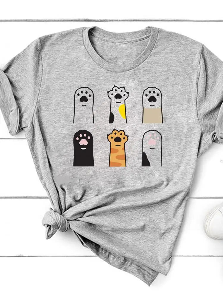 Paw Cat Dog Love Heart Graphic T-Shirt | Women‚Äôs Summer Fashion Short Sleeve Tee - ESL28120, XXXL image
