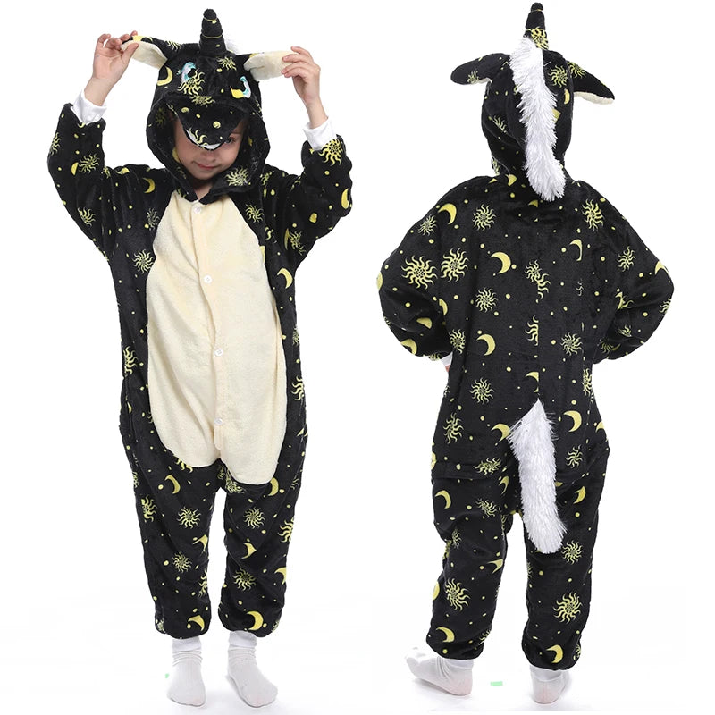 Kigurumi Children‚Äôs Animal Pajamas | Unicorn, Panda, Cat Winter Flannel Pajamas image 30