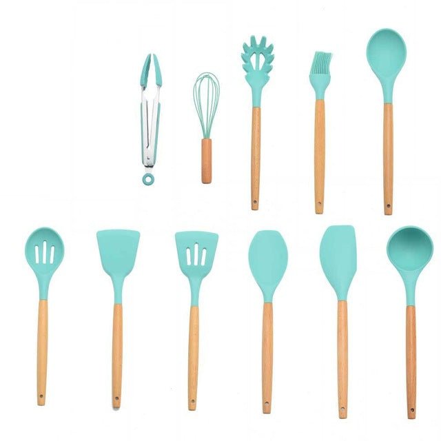 Heat Resistant Non-Stick Silicone Kitchenware Cooking Utensils Set With Storage Box Tools image 36