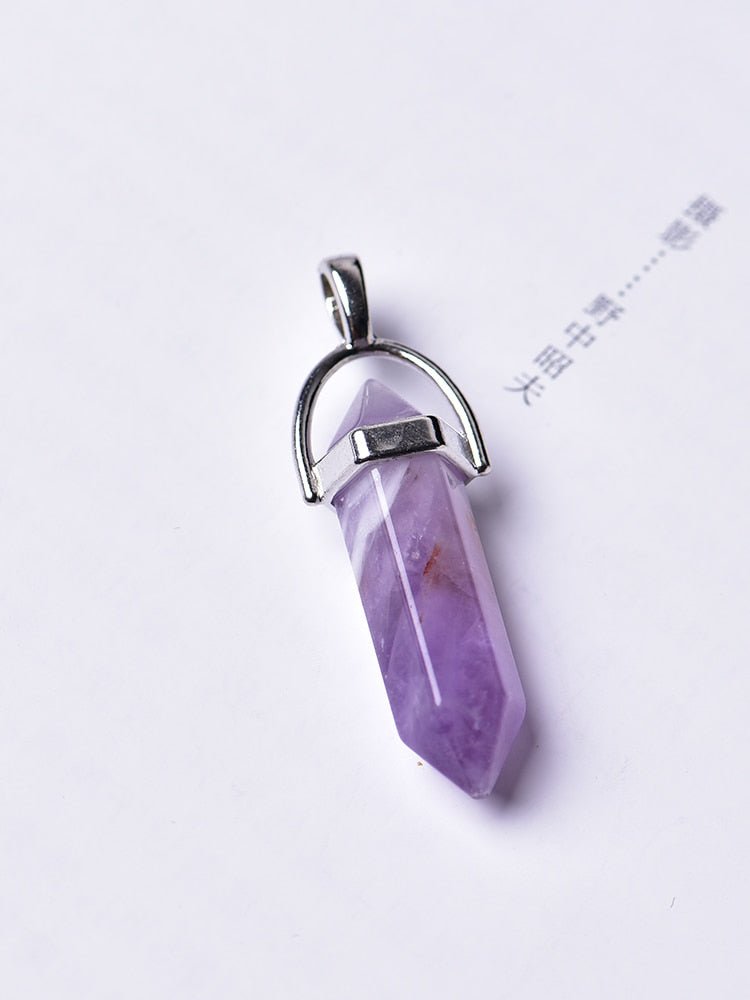 1PC Natural Amethyst Rose Quartz Crystal Point Pendant image 5