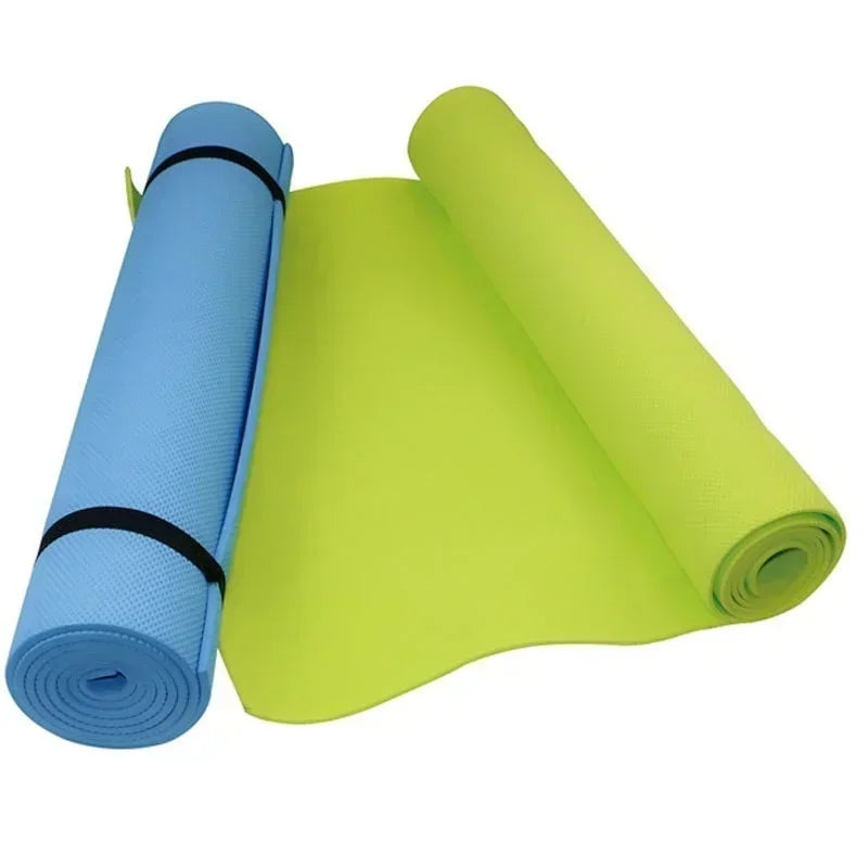 Durable Non-Slip Yoga Mat 4MM Thick, 173cm x 61cm ‚Äì Ideal for Fitness, Pilates, and Workout with Bandage - black image