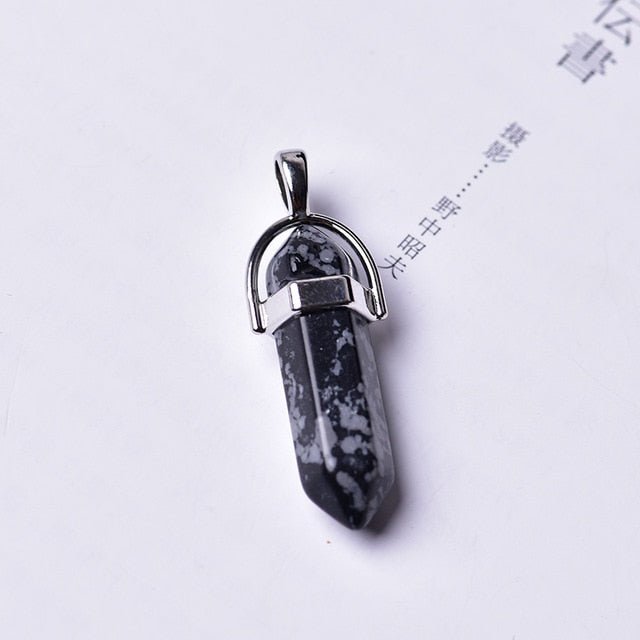 1PC Natural Amethyst Rose Quartz Crystal Point Pendant - Spotted stone image
