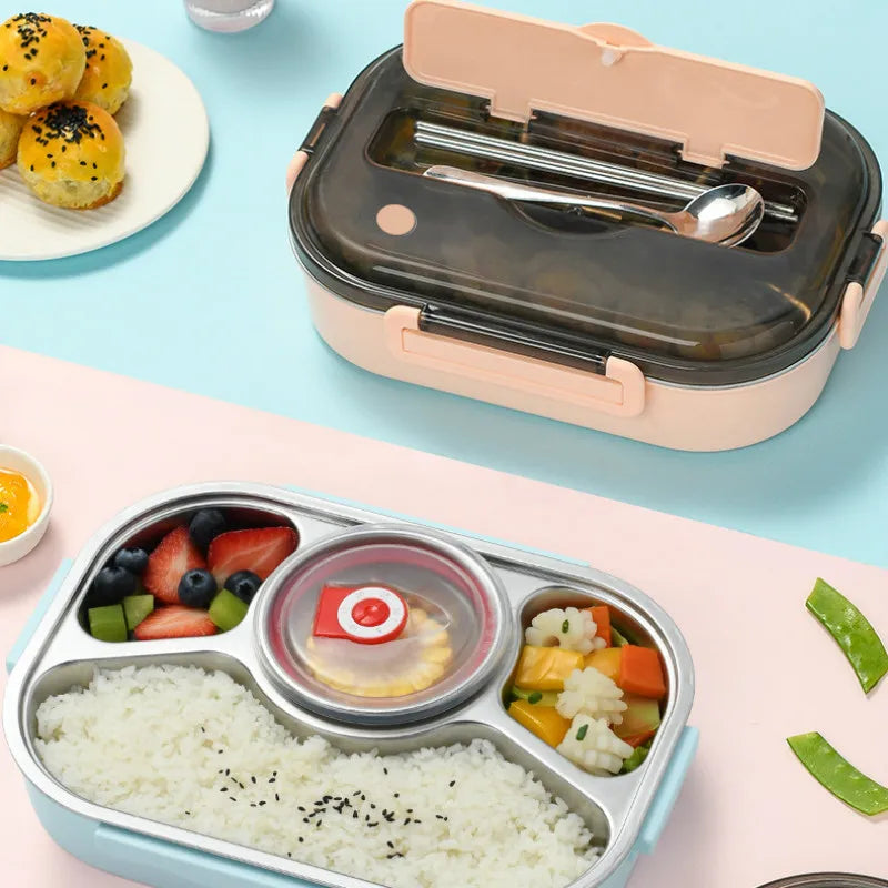 304 Stainless Steel Insulated Lunch Box with 4 Compartments and Soup Bowl image 6