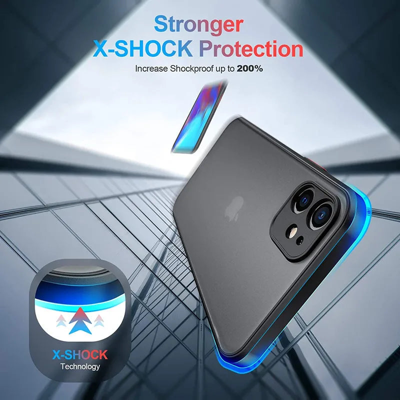 Luxury Shockproof Armor Matte Case For iPhone 14 13 11 12 Pro Max Mini XR XS X 7 8 Plus Soft Silicone Bumper Clear Hard PC Cover image 5