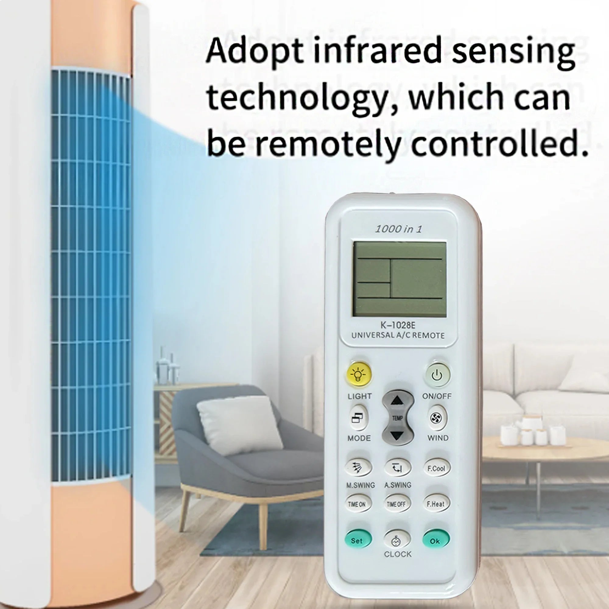 K-1028E Universal Air Conditioner Remote Control ‚Äì Compatible with Haier, LG, Panasonic, Hitachi, Gree, and More image 3