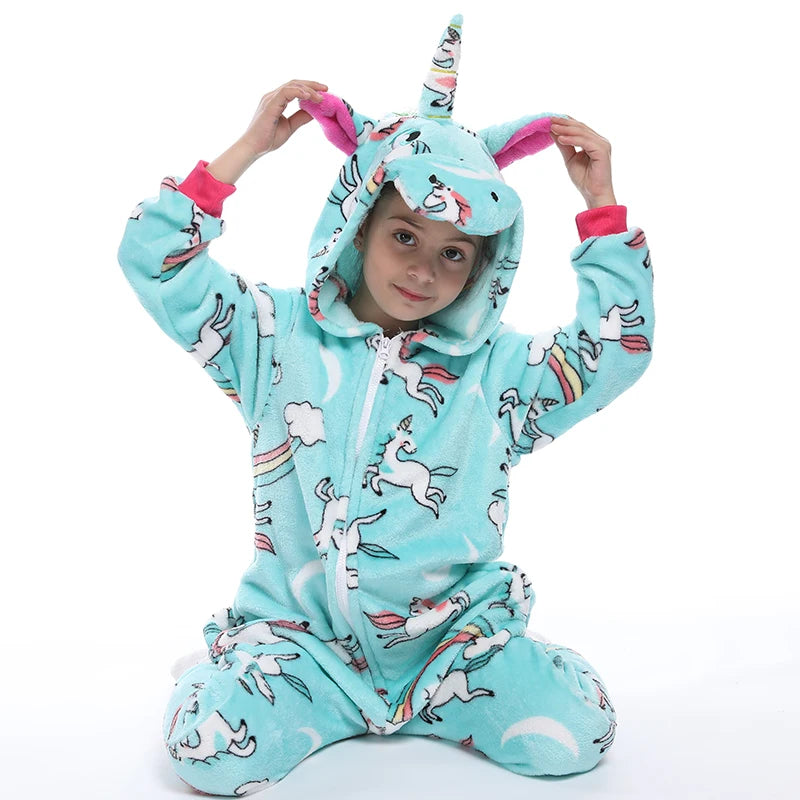 Kigurumi Children‚Äôs Animal Pajamas | Unicorn, Panda, Cat Winter Flannel Pajamas image 33