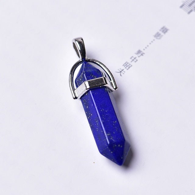 1PC Natural Amethyst Rose Quartz Crystal Point Pendant - lapis lazuli image