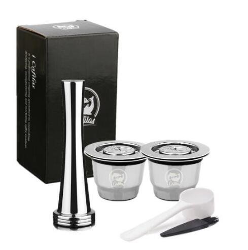 Nespresso Stainless Steel Refillable Coffee Capsule | Coffee Tamper Reusable Coffee Pod - 2 capsule1tamper image