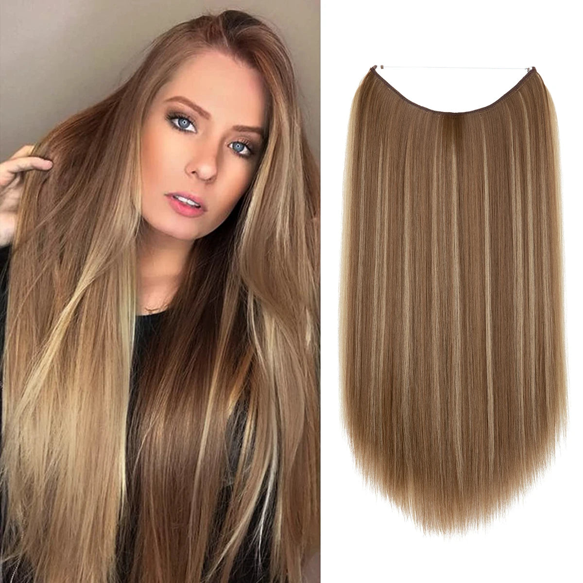 SARLA Halo Invisible Wire Synthetic Hair Extension-No Clip image 33