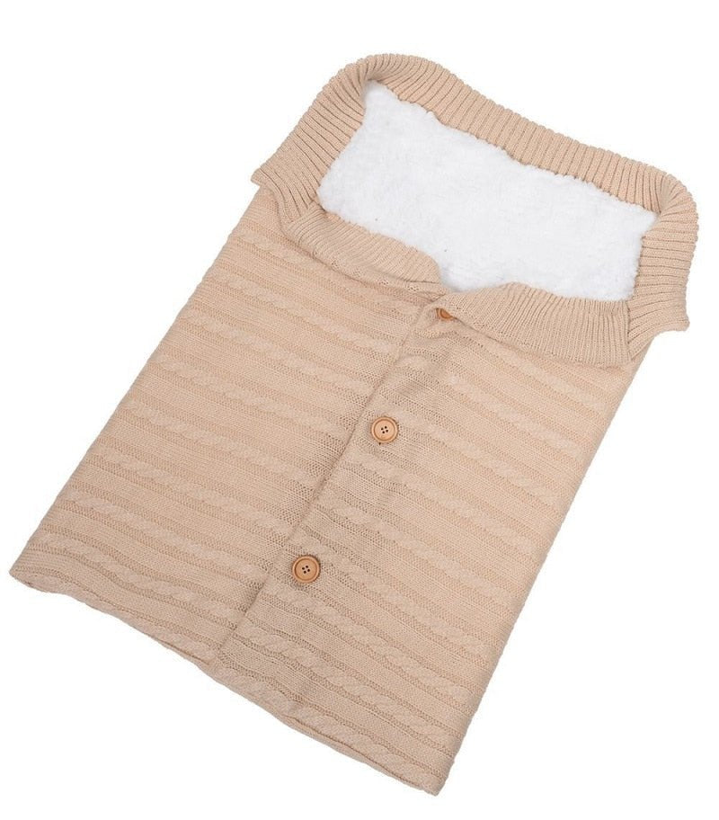 Newborn Baby Winter Warm Sleeping Bag ‚Äì Infant Button Knit Swaddle Wrap & Toddler Blanket Stroller Wrap image 11