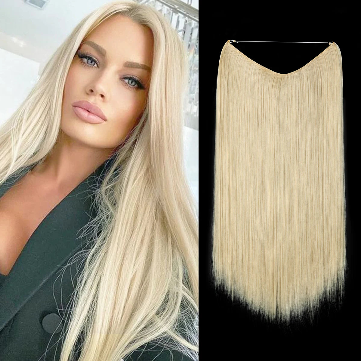 SARLA Halo Invisible Wire Synthetic Hair Extension-No Clip image 37