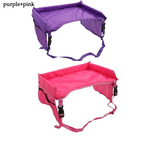 2PCS Waterproof Baby Car Seat Tray Stroller for Kid Toys, Games and Food - purple pink image