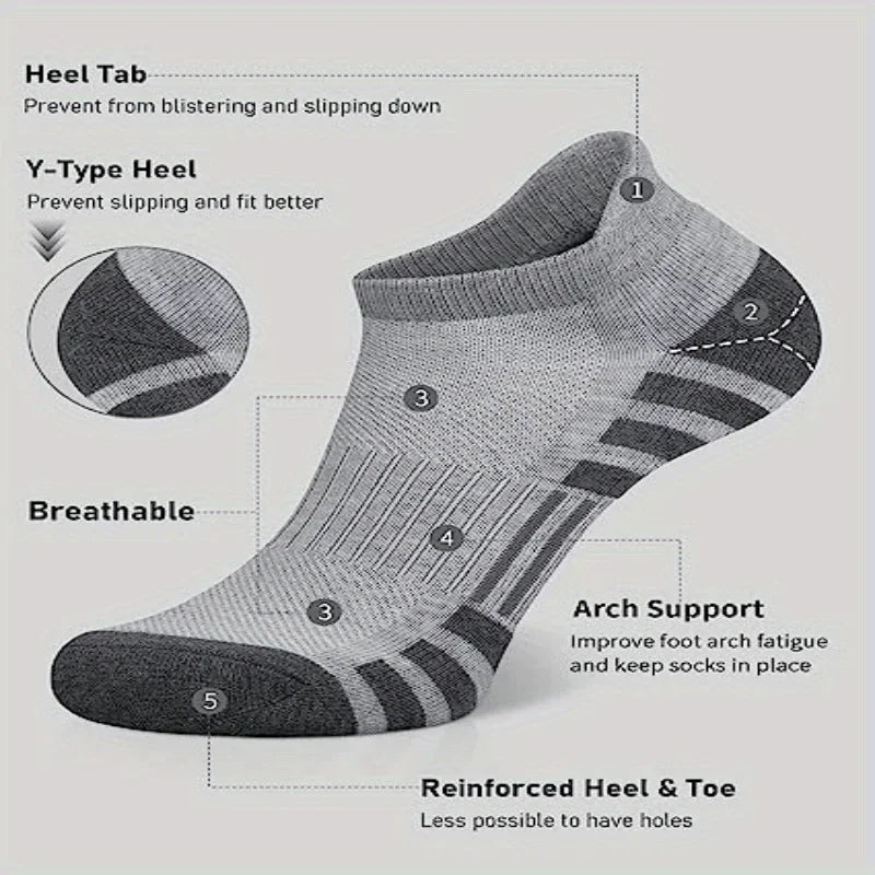 6 Pairs Ankle Athletic Running Socks Cushioned Cotton Breathable Low Cut Sports Tab Socks For Men And Women image 11