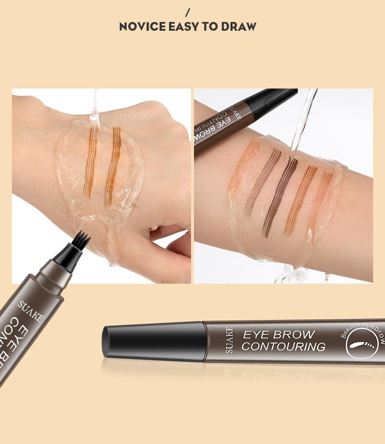 Waterproof Natural Eyebrow Pen Four-claw Eye Brow Tint Makeup three Colors Eyebrow Pencil Brown Black Grey Brush Cosmetics image 19