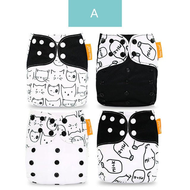 Happyflute Reusable and Washable Eco-Friendly Cloth Nappy Baby Diapers 4pc/set image 3
