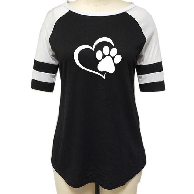 Love Dog Paw Print T-Shirt for Women image 0