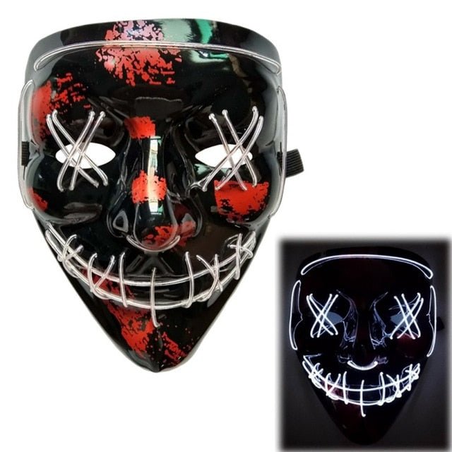 Halloween LED Purge Mascara Costume DJ Party Light Up Glow In Dark Masks image