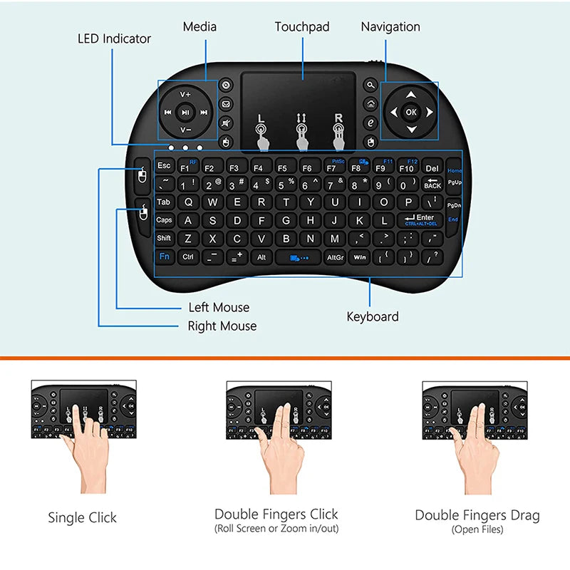 I8 Mini Wireless Keyboard 2.4G Air Mouse Remote Touchpad Use Dry Battery for Android TV Box PC Wireless Keyboard image 9