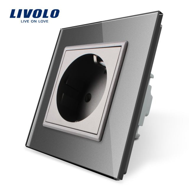 Livolo EU Standard Power Socket, White Crystal Glass Panel, AC 110~250V 16A Wall Power Socket image 34