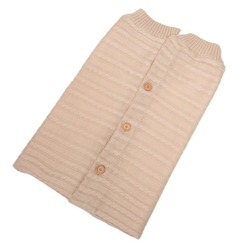 Newborn Baby Winter Warm Sleeping Bag ‚Äì Infant Button Knit Swaddle Wrap & Toddler Blanket Stroller Wrap image 2
