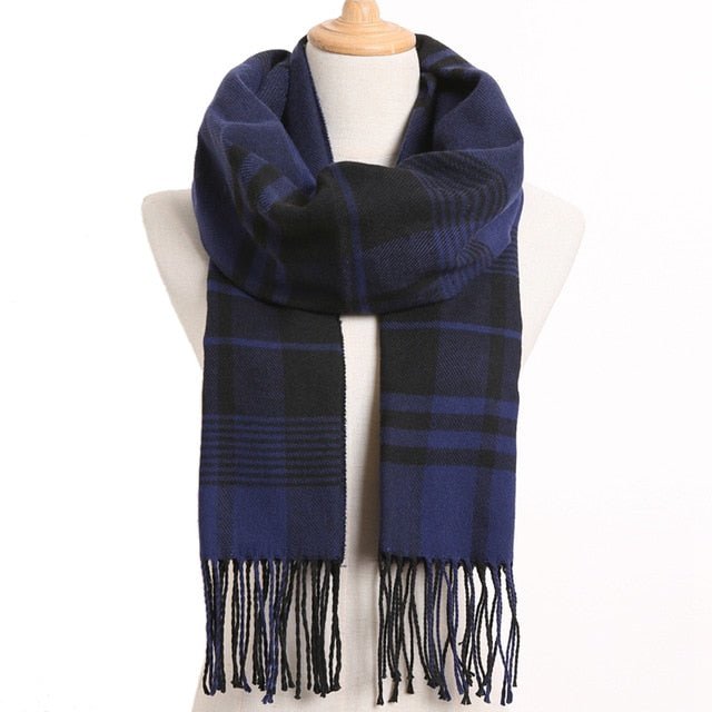 VIANOSI Plaid Winter Scarf for Women | Warm Foulard Solid Scarves | Casual Cashmere Scarfs - 47, 190CM X 35CM image