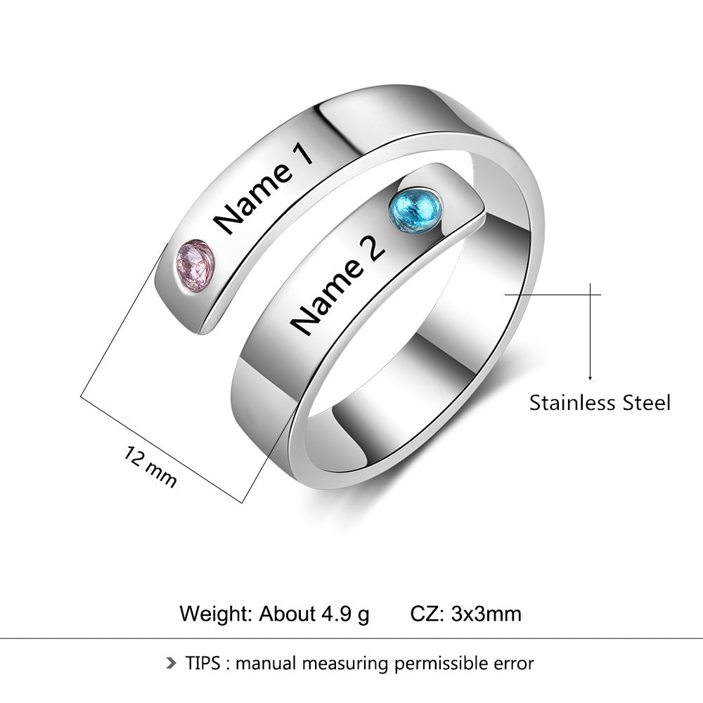 Personalized Custom Engraved Birthstone Rings for Women image 9