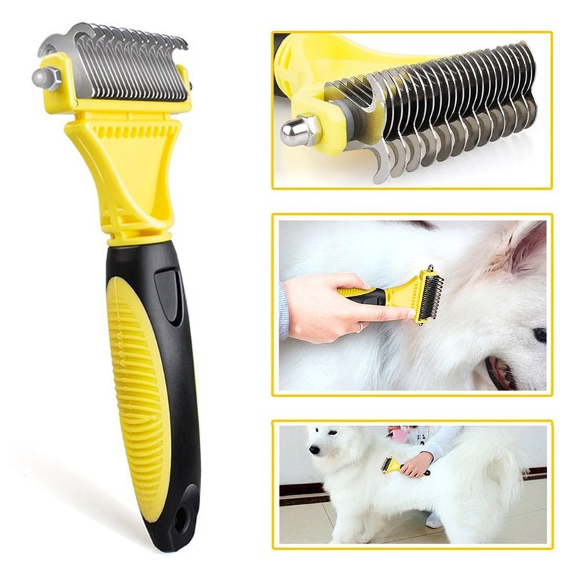 HSWLL New Stainless Steel Double-sided Pet (Cat & Dog) Comb | Large Dogs Open Knot Rake Knife image 0