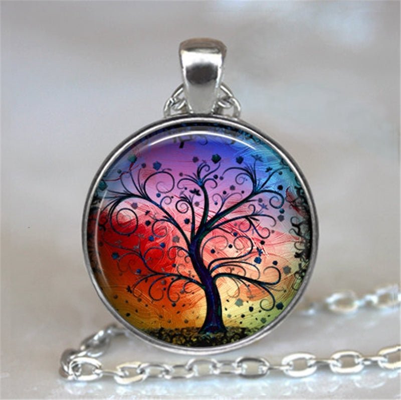 Tree Of Life Glass Cabochon Statement Necklace & Pendant Jewelry image 22