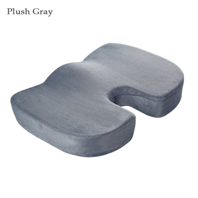 Orthopedic Hemorrhoid Seat Cushion Memory Foam Car Seat Cushion Set Slow Rebound Office Chair Waist Support Coccyx Pain Relief - Plush Gray Seat image