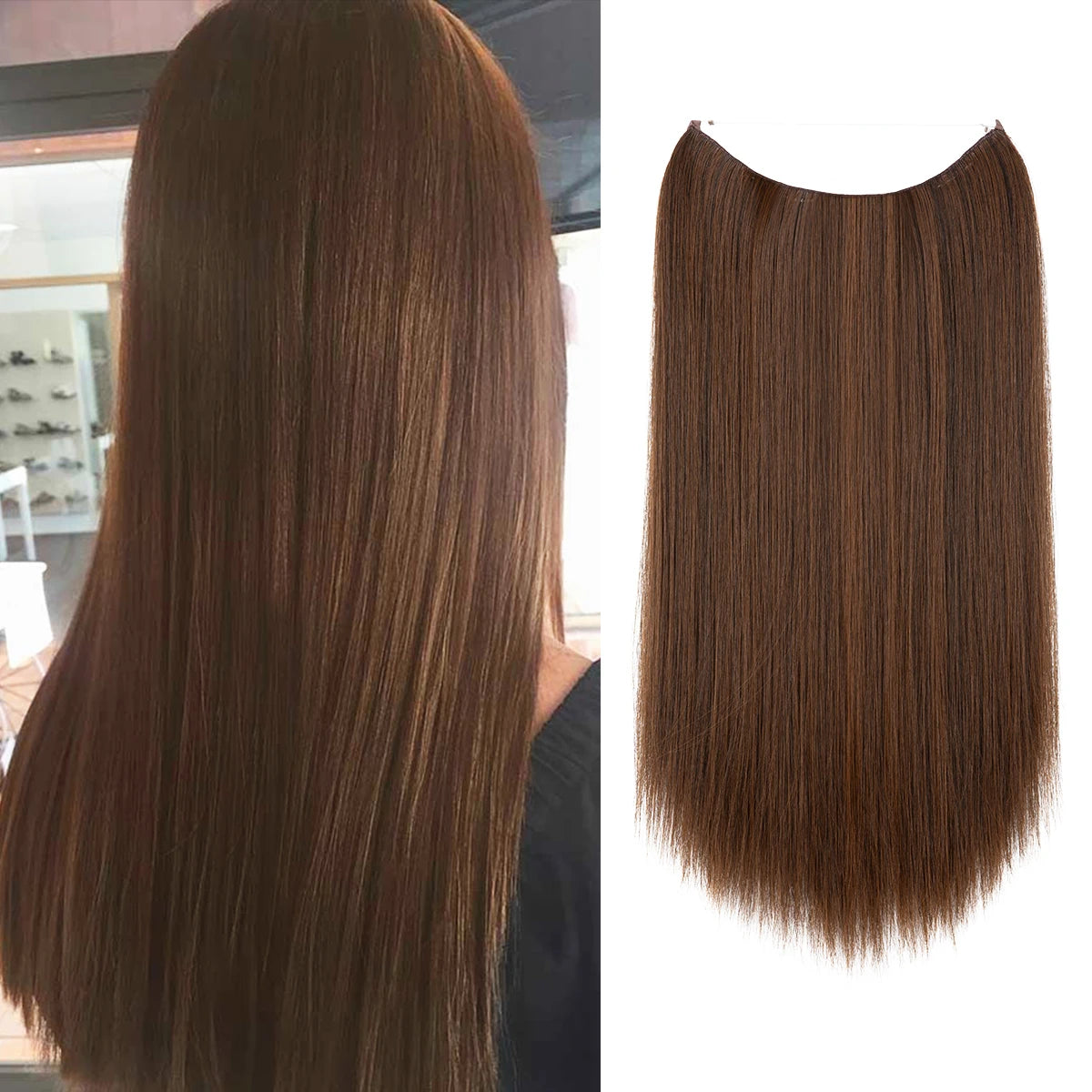 SARLA Halo Invisible Wire Synthetic Hair Extension-No Clip image 41