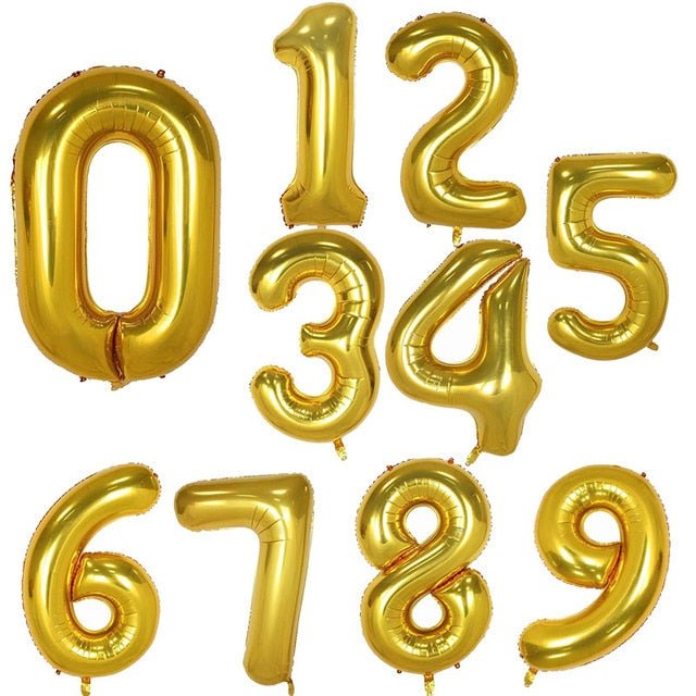 Big Foil Birthday Helium Number Party Decorations Kids Toy Figures Wedding Air Balloons image