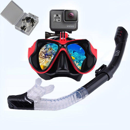 Diving Snorkeling Anti-fog swimming Goggles Camera Tube Mask Set image 0