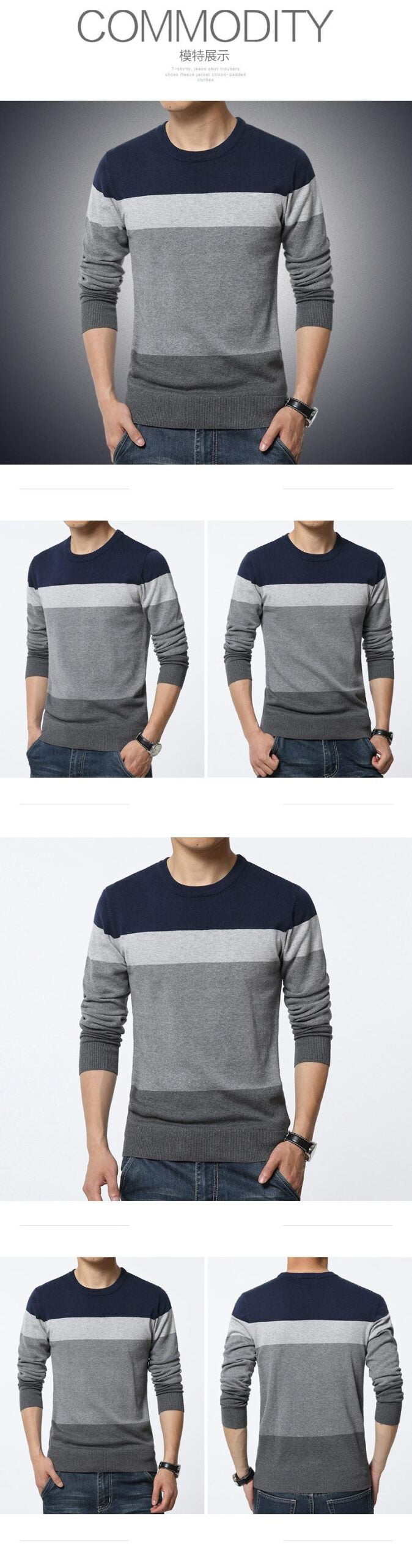 Autumn Casual Men's Sweater | O-Neck Striped Slim Fit Knittwear | Mens Sweaters Pullovers image 10