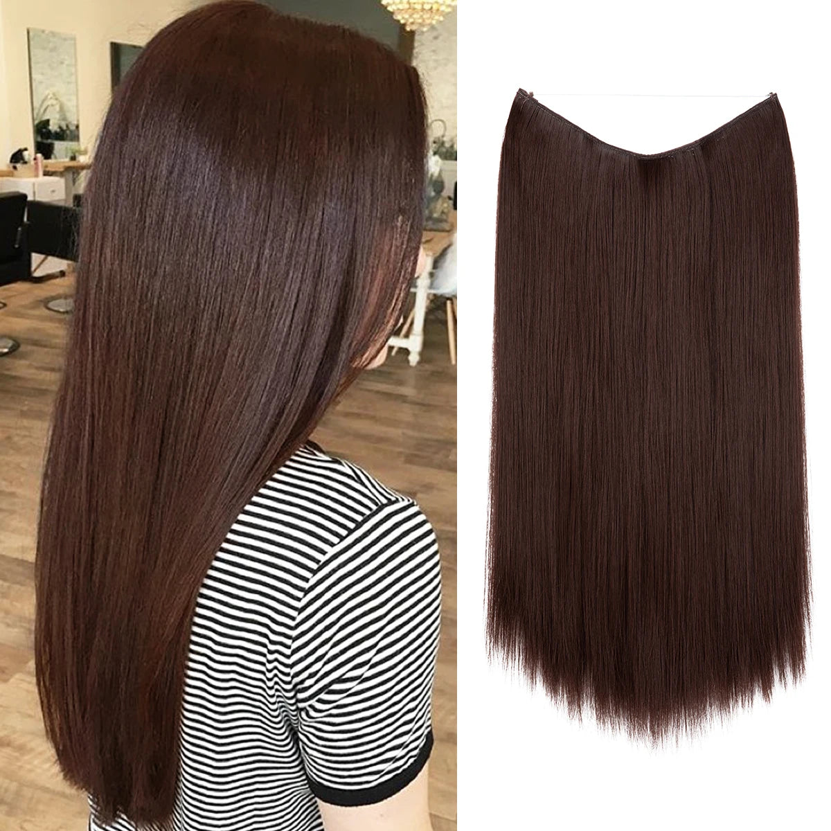 SARLA Halo Invisible Wire Synthetic Hair Extension-No Clip image 48