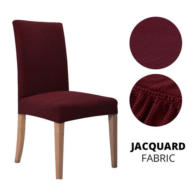Elegant Jacquard Spandex Dining Chair Cover ‚Äì Stretch Fit for Weddings & Events - Style 1 burgundy, 1 pcs image