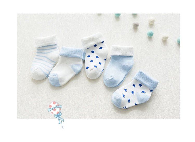5 pair High Quality Thickened Cartoon Comfort Cotton Newborn Socks image 1