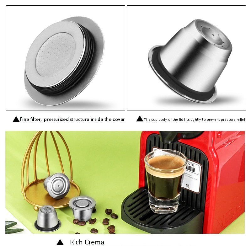 iCafilas Nespresso Reusable Refillable Capsule Pods Compatible With Nespresso Inissia capsula image 5