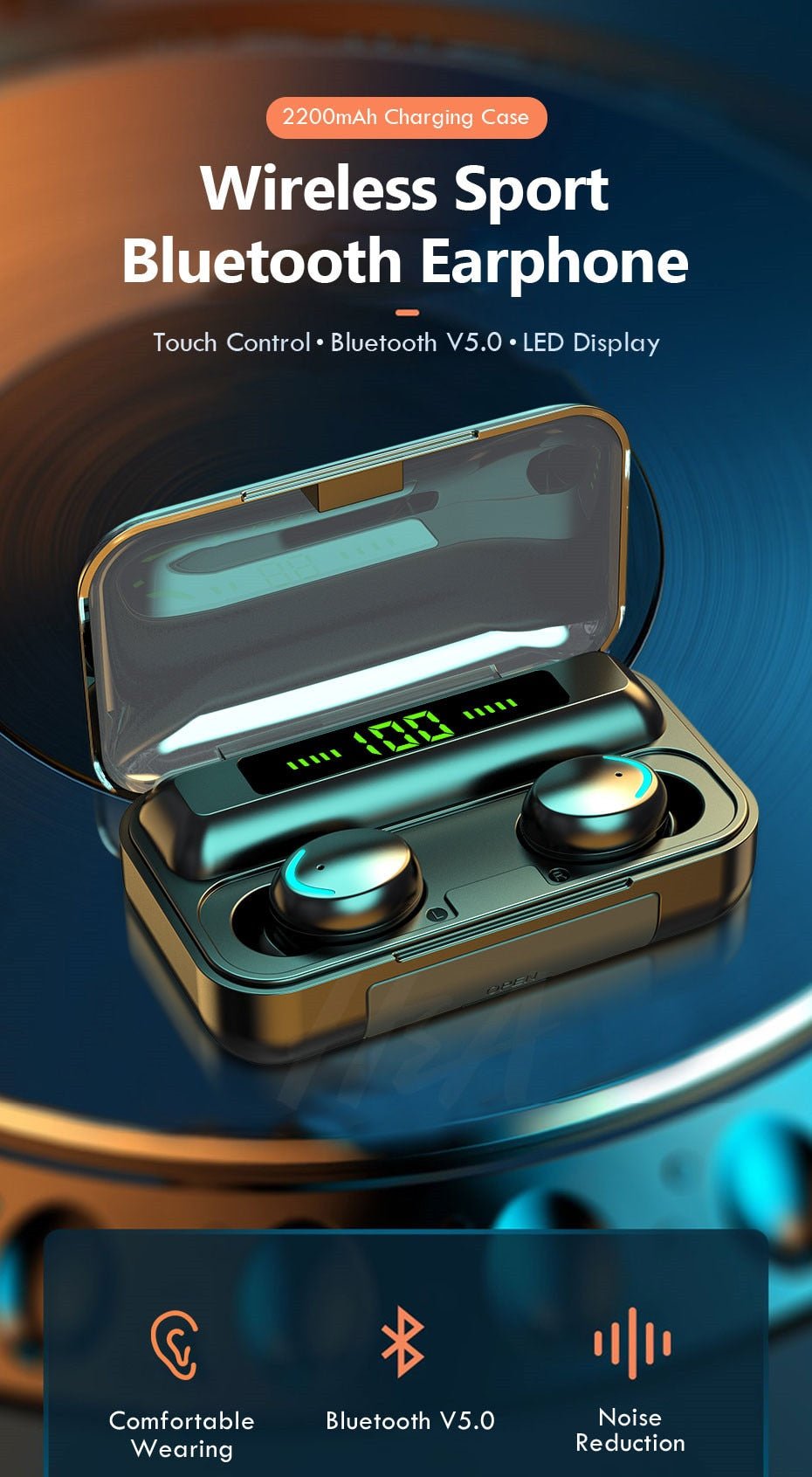 Waterproof Wireless Bluetooth Earphones With Microphone and Charging Box For iOS Android image 3