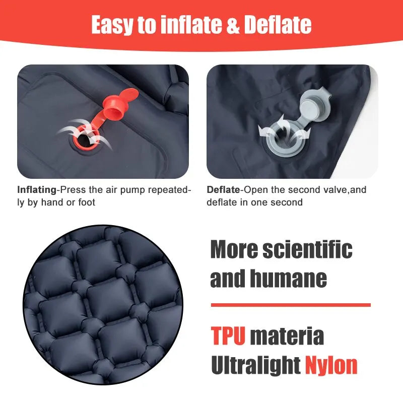 Ultralight Camping Inflatable Mattress with Pillow – Built-In Pump for Hiking & Outdoor Sleeping image 2