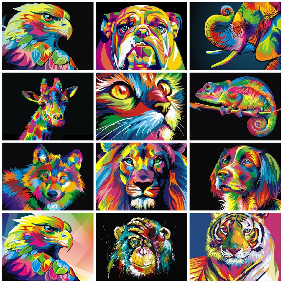 Oil Painting By Numbers Canvas Pictures Set Animals 50x40cm image 0