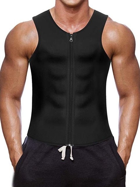 Men Neoprene Sauna Suit Hot Body Shaper Corset for Weight Loss with Zipper Waist Trainer Vest Tank Top Workout Shirt image 16