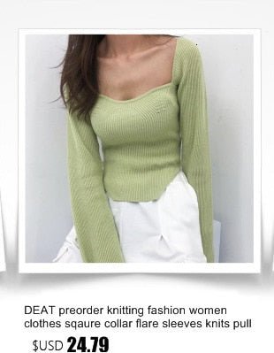DEAT Cashmere Square Full Sleeves Elastic High Waist Sexy Pullover image 12