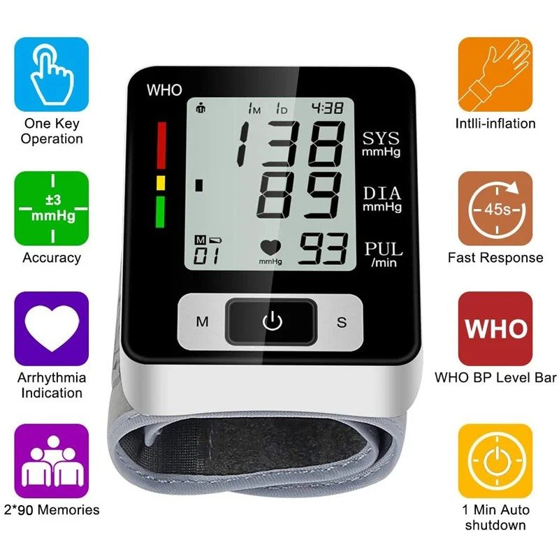 High-Accuracy Medical Blood Pressure Monitor | Digital Wrist Cuff Sphygmomanometer for Precise BP Tracking image 15