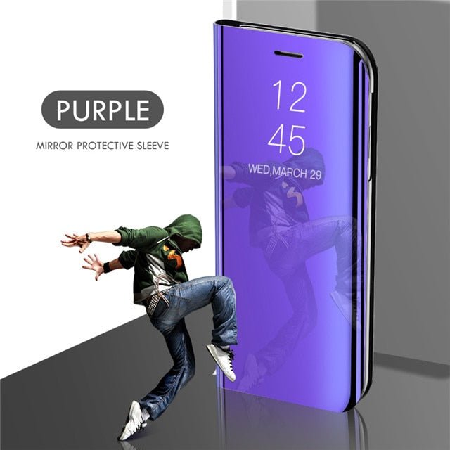 Smart Mirror Flip Case For Samsung Galaxy A51 A71 A50 A30 A10 A20 A40 A70 A10s A30s A20e Note 10 8 9 S10 S6 S7 S8 S9 Plus Cover - Purple, S10E image